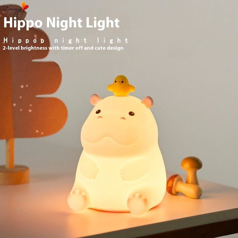 Luminária Hipopótamo cabeceira criativa.