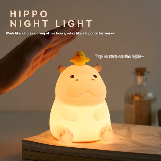 Luminária Hipopótamo cabeceira criativa.